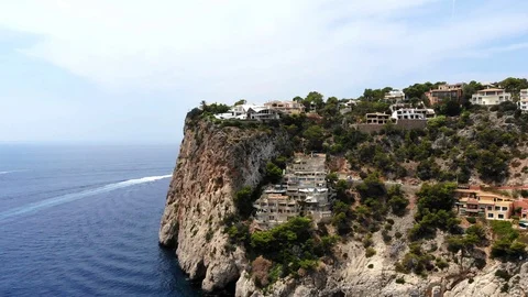 Aerial View, Flight over Cala LLamp, Costa DAndratx, Area Andratx, Stock Footage 96772423