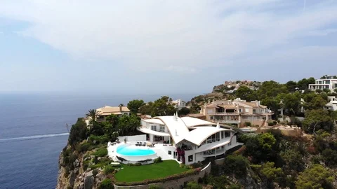 Aerial View, Flight over Cala LLamp, Costa DAndratx, Area Andratx, Stock Footage 96772439