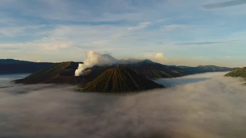 Aerial view flight over Cemoro Lawang Video stock 75329323