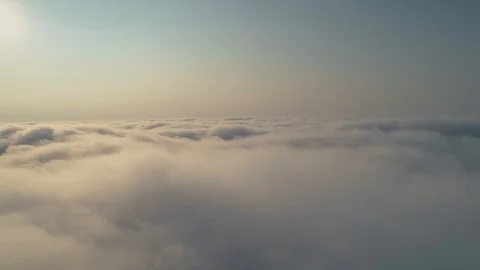 Aerial view flight over clouds and landing to cloud Stock Footage 115928428