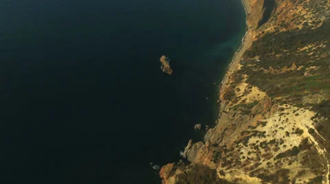 Aerial View: Flight over the Coast. Fiolent cape, near Balaklava, Crimea Stock Footage 37044440