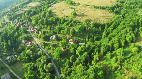 AERIAL view. Flight over forest in mountains Stock Footage 54618464