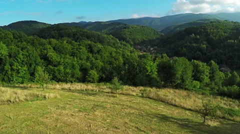 AERIAL view. Flight over forest in mountains Stock-Footage 54622149