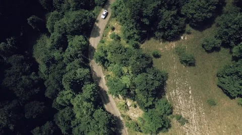 AERIAL view. Flight over forest road in mountains 動画素材 68887929