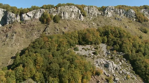 Aerial view: Flight over the mountain and forest Stock Footage