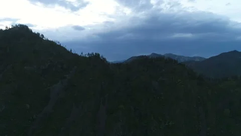 Aerial View. Flight over the Mountain Valley. Evening Altai. Siberia Stock Footage 91519074