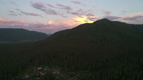 Aerial View. Flight over the Mountain Valley. Evening summer time Altai. Siberia 動画素材 91686770