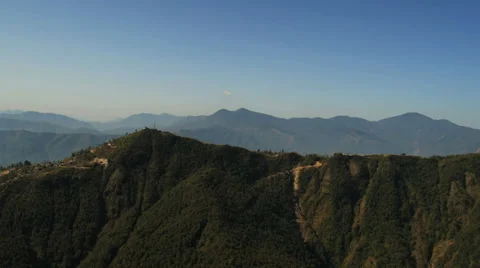 Aerial View: Flight over the mountains, Pokhara Valley, Annapurna area, Nepal. Stock Footage 37777622