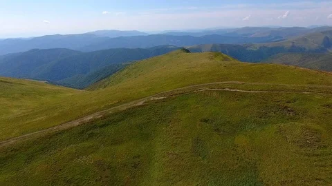 Aerial view: flight over the mountains in Ukraine Stock Footage 83969152