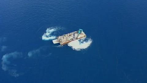 Aerial view, flight over plastic garbage, garbage - disposal. Waste transport Stock Footage 106282761