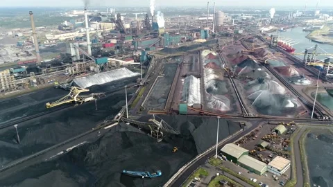 Aerial view flight over raw materials 4k Stock Footage 150273938