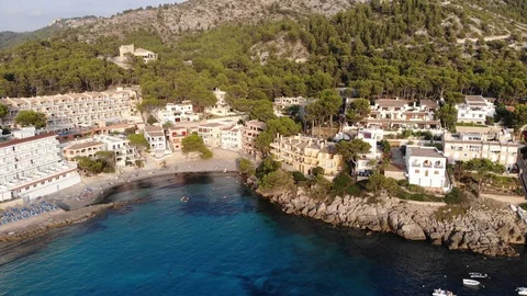 Aerial View, Flight over Sant Elm, San Telmo, Area Andratx, Stock Footage 96611273