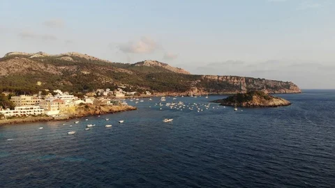Aerial View, Flight over Sant Elm, San Telmo, Area Andratx, Stock Footage 96617072