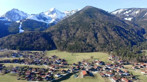 Aerial view, flight at Schleching im Achental, Traunstein district, Chiemgau, Stock Footage 183156848