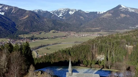 Aerial view, flight at Schleching im Achental, Traunstein district, Chiemgau, Stock Footage 183159662