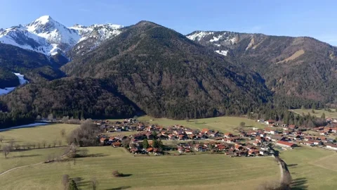 Aerial view, flight at Schleching im Achental, Traunstein district, Chiemgau, Stock Footage 183159728