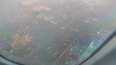 Aerial View of a Flight Soaring Over Los Angeles in 4k Stock Footage 280071870