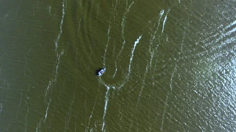 Aerial view of the float on the river Stock Footage 67987942