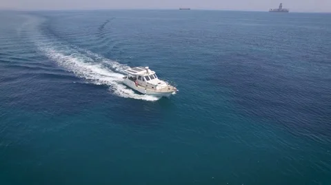 Aerial view of floating boat Stock Footage 64686862