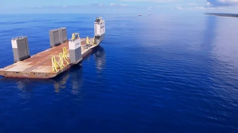 Aerial View of Floating Dry Dock at Sea, Freeport, Grand Bahama, Bahamas Stock Footage 113155699