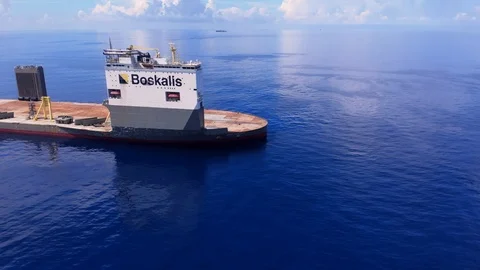 Aerial View of Floating Dry Dock at Sea, Freeport, Grand Bahama, Bahamas Stock Footage 113156363