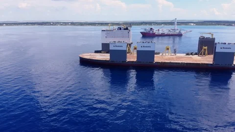Aerial View of Floating Dry Dock at Sea, Freeport, Grand Bahama, Bahamas Stock Footage 113156710
