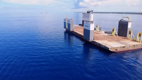 Aerial View of Floating Dry Dock at Sea, Freeport, Grand Bahama, Bahamas Stock Footage 113156836