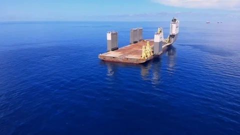 Aerial View of Floating Dry Dock at Sea, Freeport, Grand Bahama, Bahamas Stock Footage 113156893