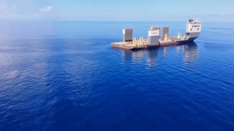 Aerial View of Floating Dry Dock at Sea, Freeport, Grand Bahama, Bahamas Stock Footage 113156965