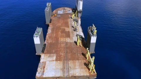 Aerial View of Floating Dry Dock at Sea, Freeport, Grand Bahama, Bahamas Stock Footage 113378972