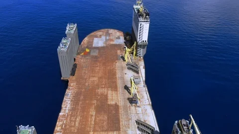 Aerial View of Floating Dry Dock at Sea, Freeport, Grand Bahama, Bahamas Stock Footage 113379418