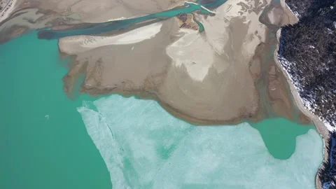 Aerial View of Floating Ice on Ranwu Lake in Tibet, China 動画素材 345844253