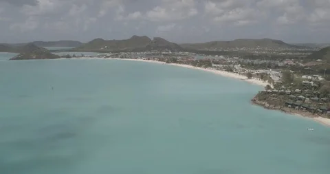 Aerial view floating over Antigua Beach (Raw) Stock Footage 101394487
