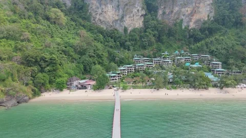 Aerial View of Floating Pier at Pai Plong Beach Resort Krabi Vídeos de archivo 337290333