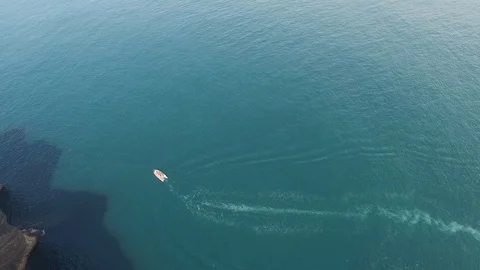 Aerial View of Floating Speed Boat at Jeju island in South Korea Video stock 102414615
