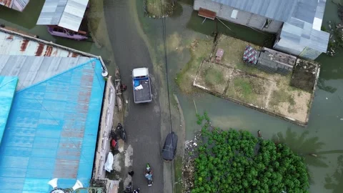 Aerial view of flooded area in Tualango village, Gorontalo, Indonesia Stock-Footage 279611426