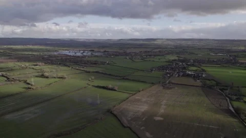 Aerial view of flooded Green fields Stock Footage 229502619
