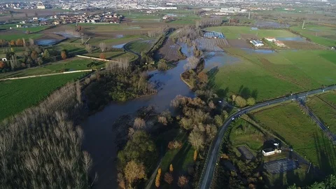 Aerial View of flooded river 2 動画素材 120354516