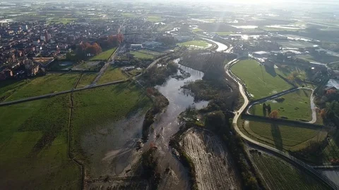 Aerial View of flooded river 動画素材 120354539