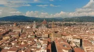 Aerial View Of Florence City And Cathedral Of Santa Maria Del Fiore 4K Drone Stock Footage