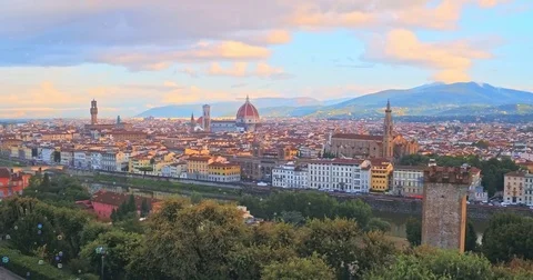 Aerial view of Florence with colour bubble, italy Stock Footage 70007829