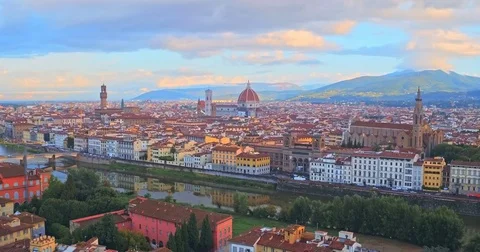Aerial view of Florence with colour bubble, italy Stock Footage 70009555