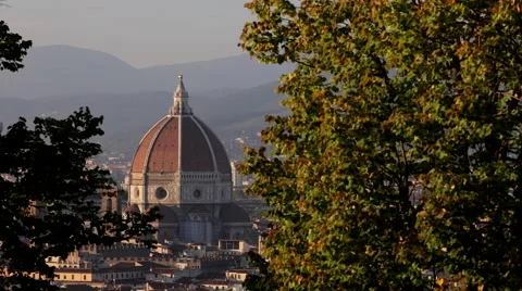 Aerial View of Florence, Italy, Florence Cathedral, slider Stock Footage