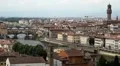 Aerial View of Florence, Italy, The Ponte Vecchio (Old Bridge), Arno River HD Footage