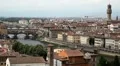 Aerial View of Florence, Italy, The Ponte Vecchio (Old Bridge), Arno River HD Footage