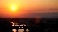 Aerial View of Florence Sunset, Italy, The Ponte Vecchio (Old Bridge), Arno HD Footage