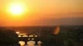 Aerial View of Florence Sunset, Italy, The Ponte Vecchio (Old Bridge), Arno HD Footage