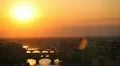 Aerial View of Florence Sunset, Italy, The Ponte Vecchio (Old Bridge), Arno HD Footage