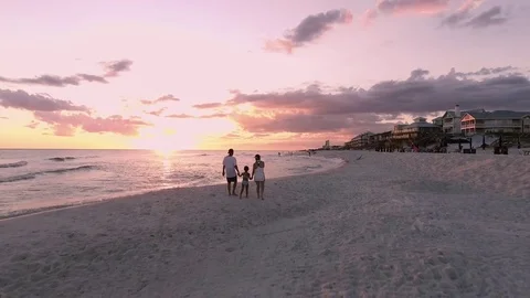 Aerial view of the Florida Beach sunset and hotels Stock-Footage 70860414