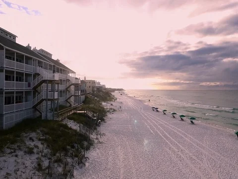 Aerial view of the Florida Beach sunset and hotels Stock-Footage 70864055